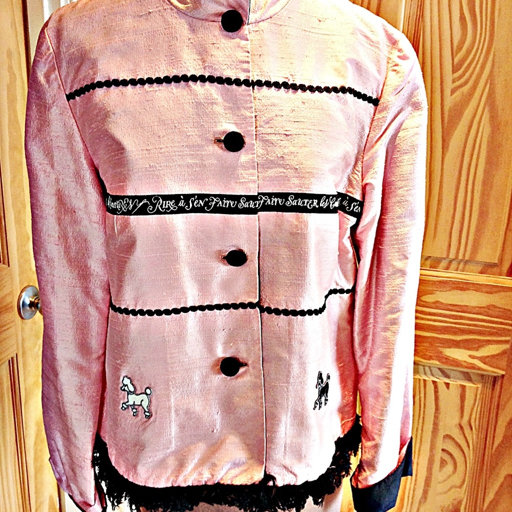 Pink Raw Silk Poodle Jacket NWT
